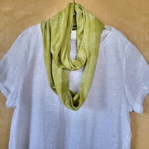 J. Jill Pima Cotton Blend Reversible Green Print Infinity Scarf